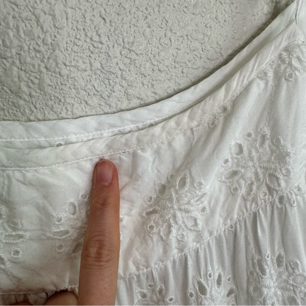 Lucky Brand Womens Large White Eyelet Cottagecore Flowy Dress Boho Coastal - Picture 5 of 10